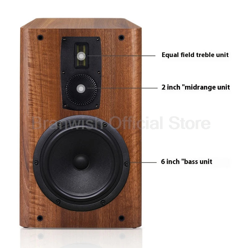 Branwish 3 Way HiFi Bookshelf Speaker 50W For Home Theater
