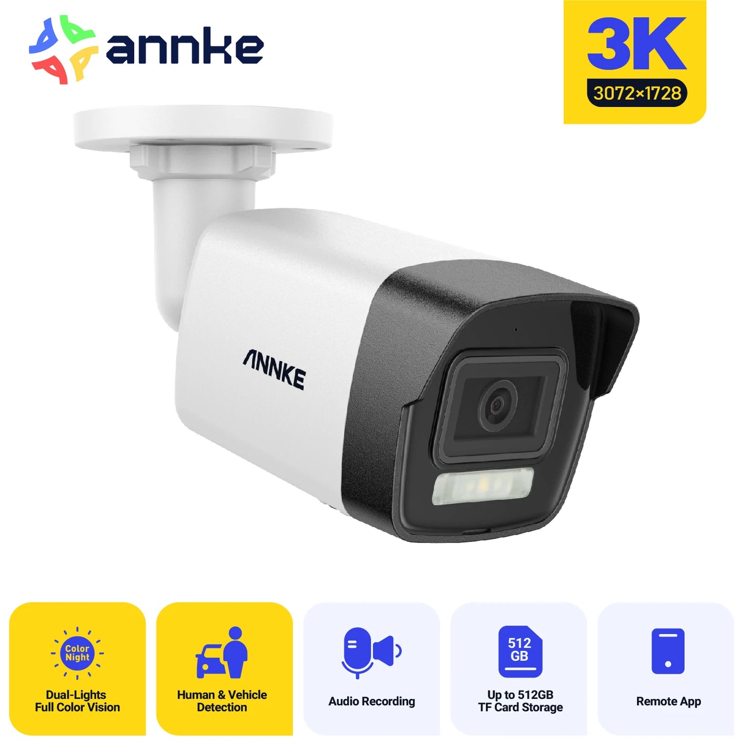 ANNKE 12MP 3K Smart PoE Security Camera IP67 Night Vision