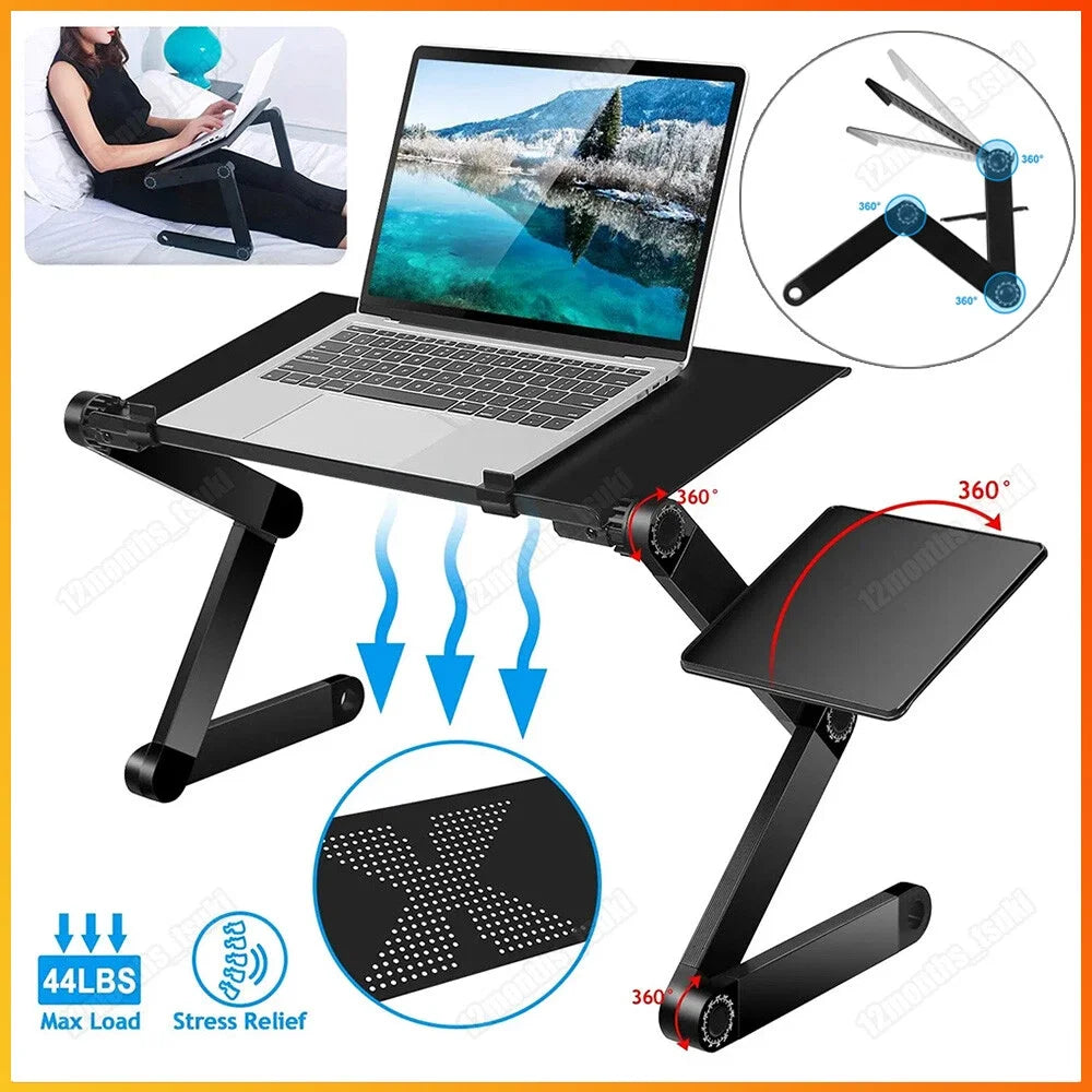 360 Degree Adjustable Aluminum Laptop Table Stand With Mouse Pad