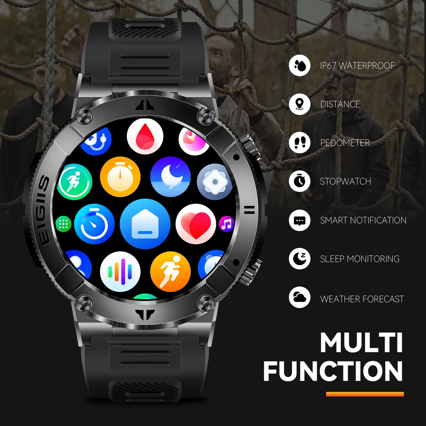 LaNikar Smart Watch Men TFT Display Bluetooth Health Monitor