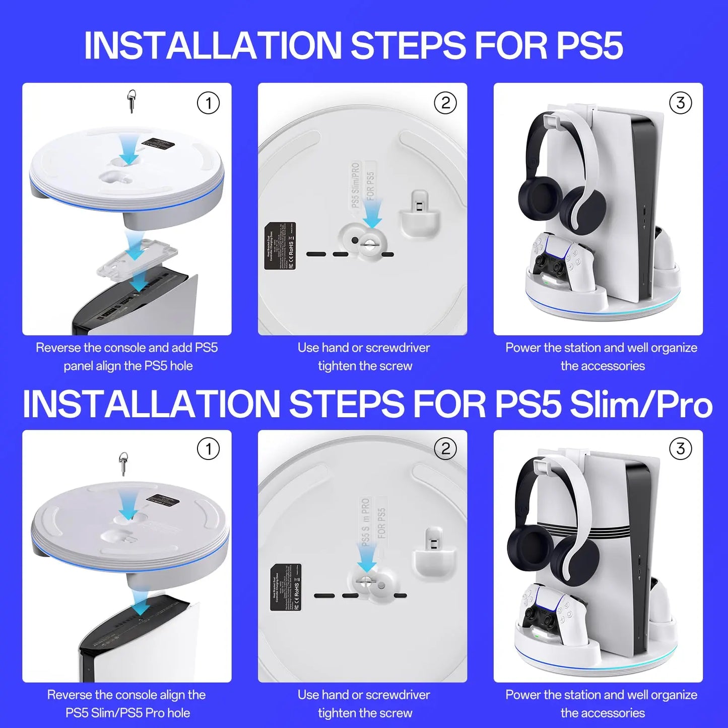NEWDERY PS5 Charging Station For Disc And Digital Controllers