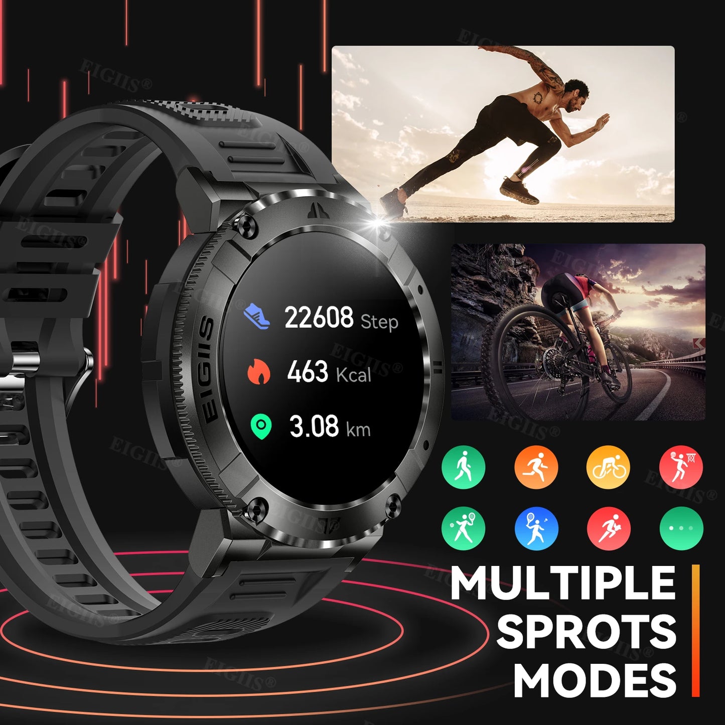 LaNikar Smart Watch Men TFT Display Bluetooth Health Monitor