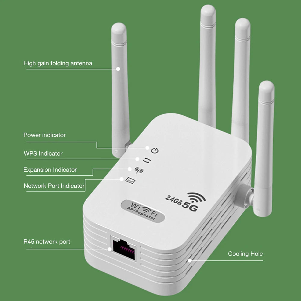 APWIKOGER Dual Band WiFi Repeater 1200Mbps Extender