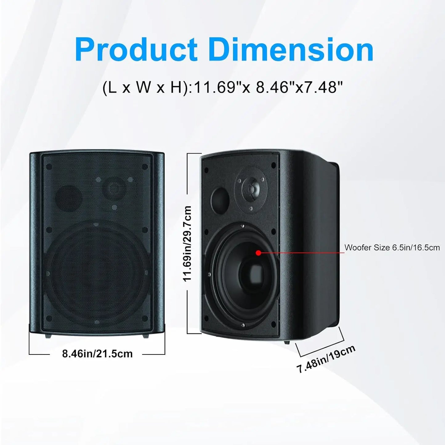 Herdio Bluetooth Indoor Outdoor Speakers 400W 2 Pack Wall Mount