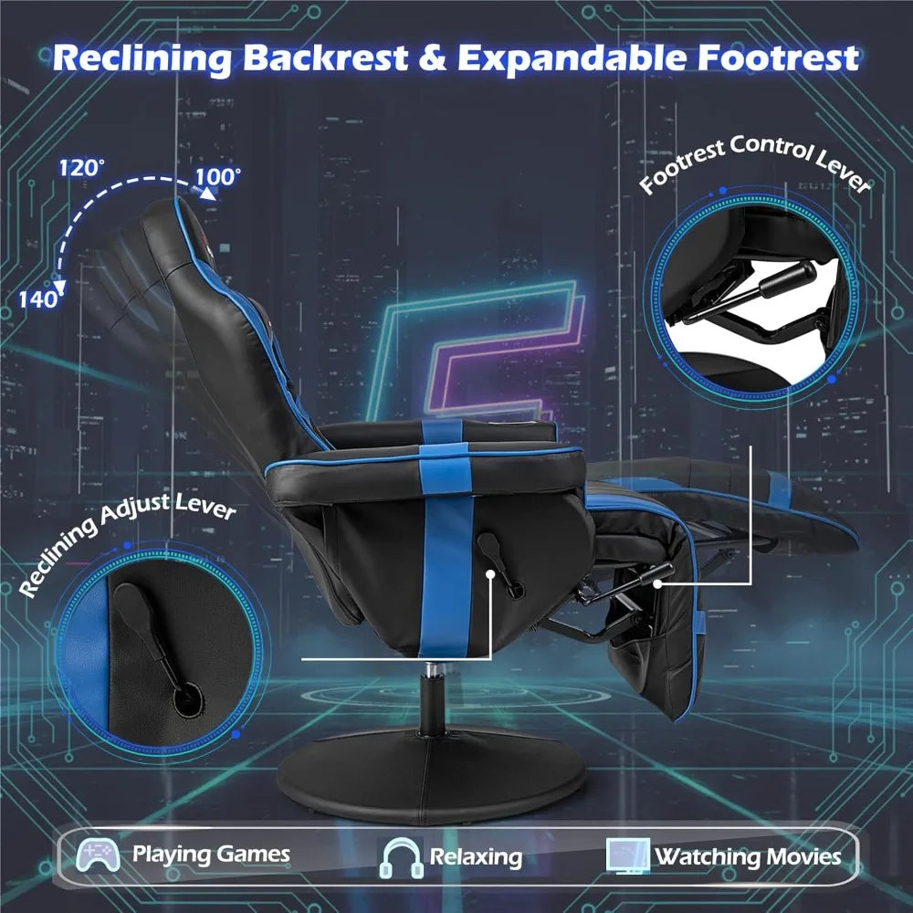 Adjustable Massage Gaming Recliner With Cup Holder Footrest
