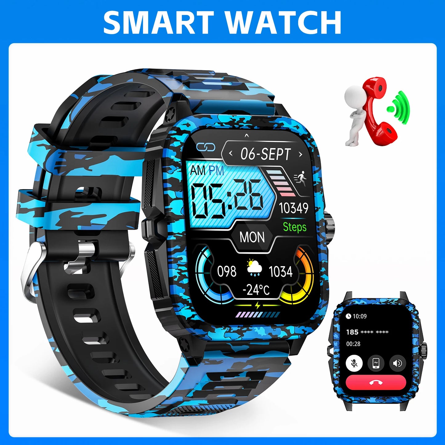 LaNikar KT71 Smart Watch 3ATM Fitness Tracker With Heart Rate