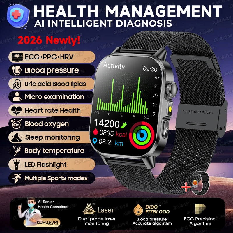 ECG PPG Health Diagnosis Smartwatch With Body Analysis