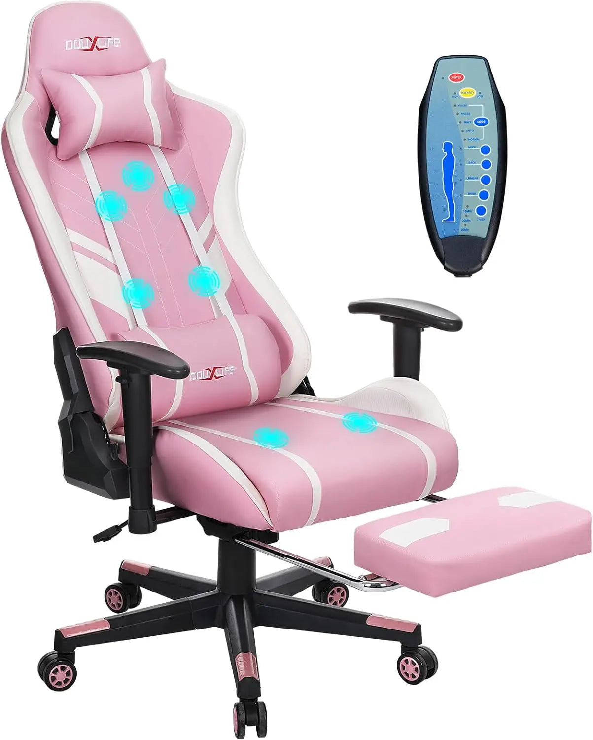 7-Point Massage Gaming Chair with Footrest Ergonomic Recliner