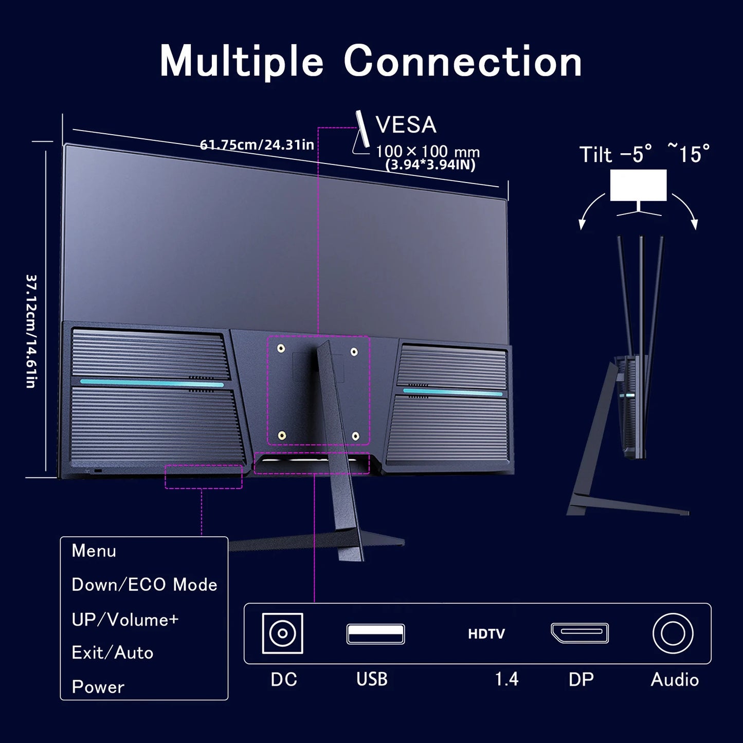 Grebear 165Hz Gaming Monitor 1080p With Built In Speakers
