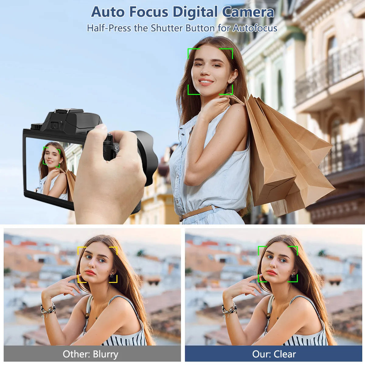 4K Camera With 64MP WiFi Auto Focus For YouTube Vlogging