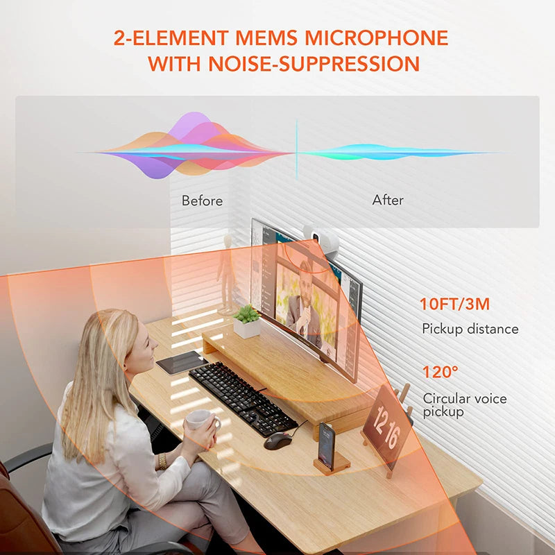 Nuroum V15 AFL 1080P Webcam With Auto Focus Ring Light