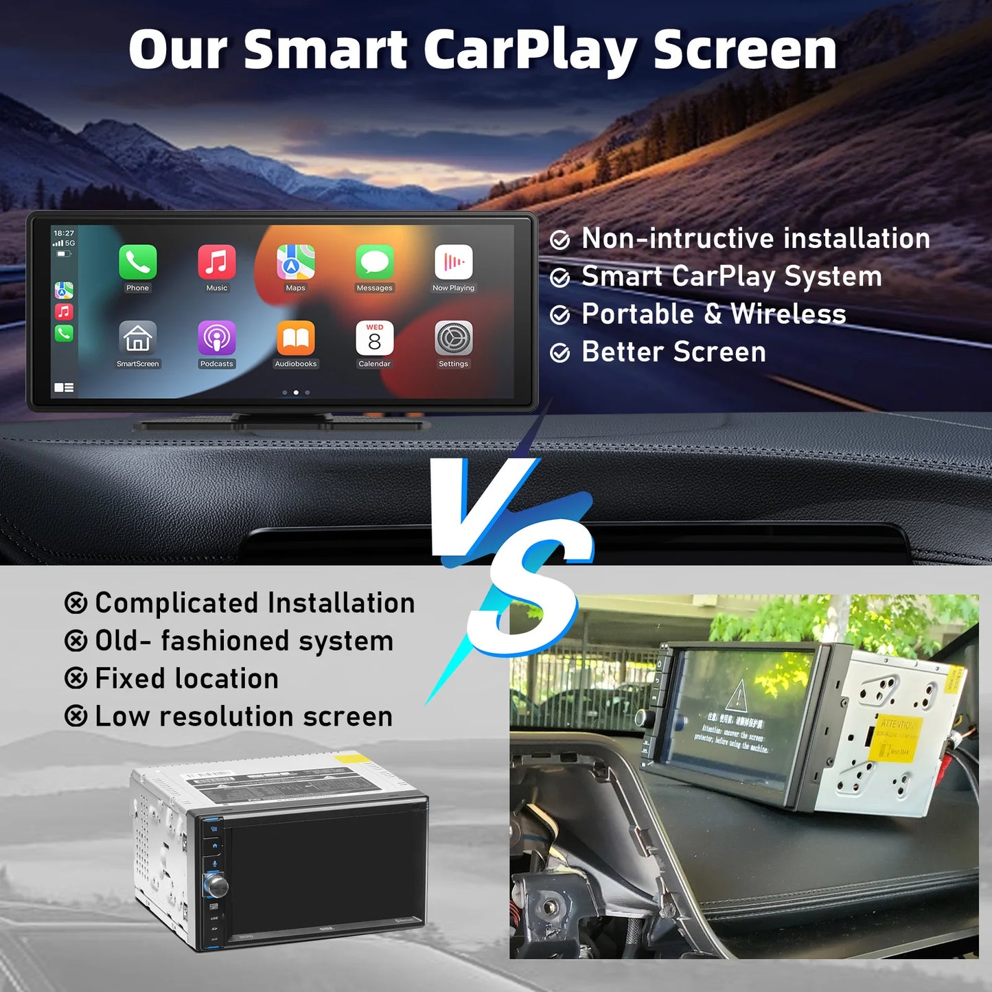 Noned Portable CarPlay Wireless Car Stereo With Android Auto