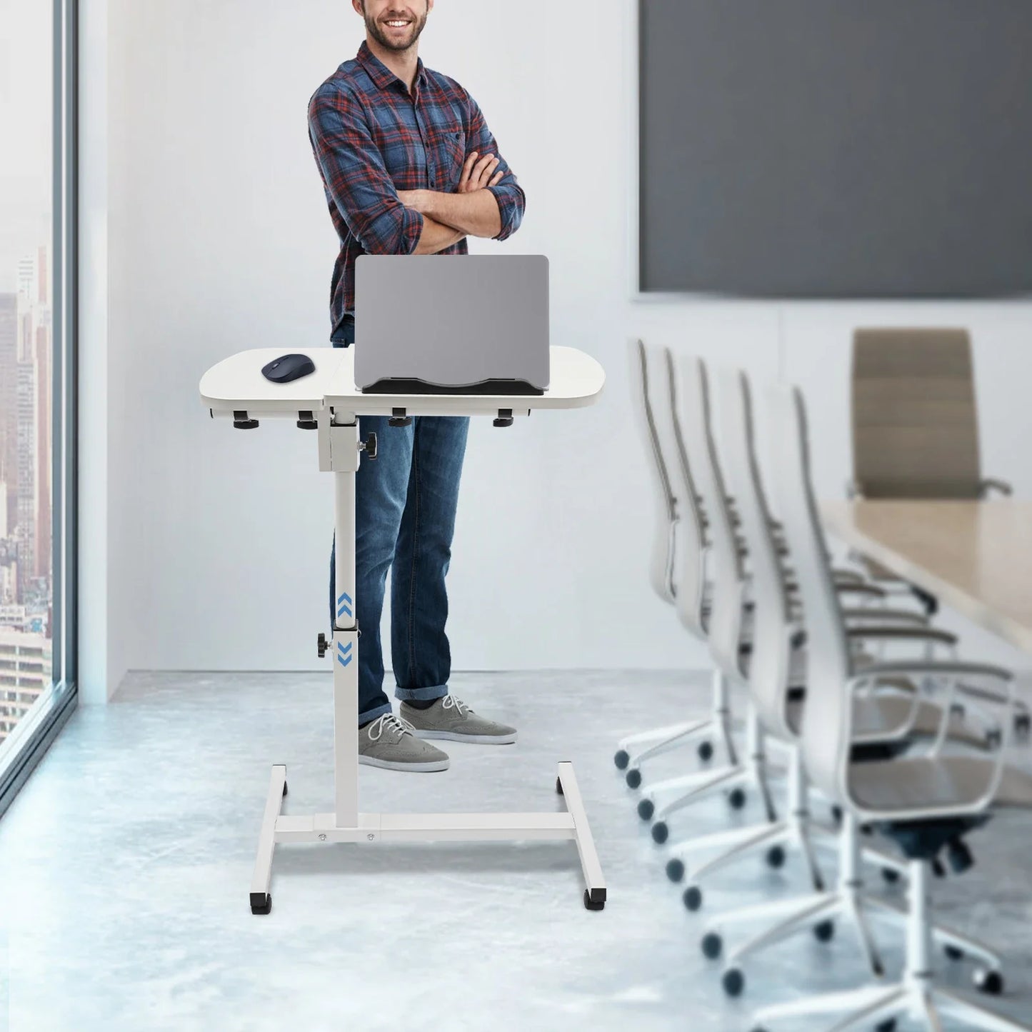 Laptop Stand Rolling Table Height Adjustable Tiltable Side Table