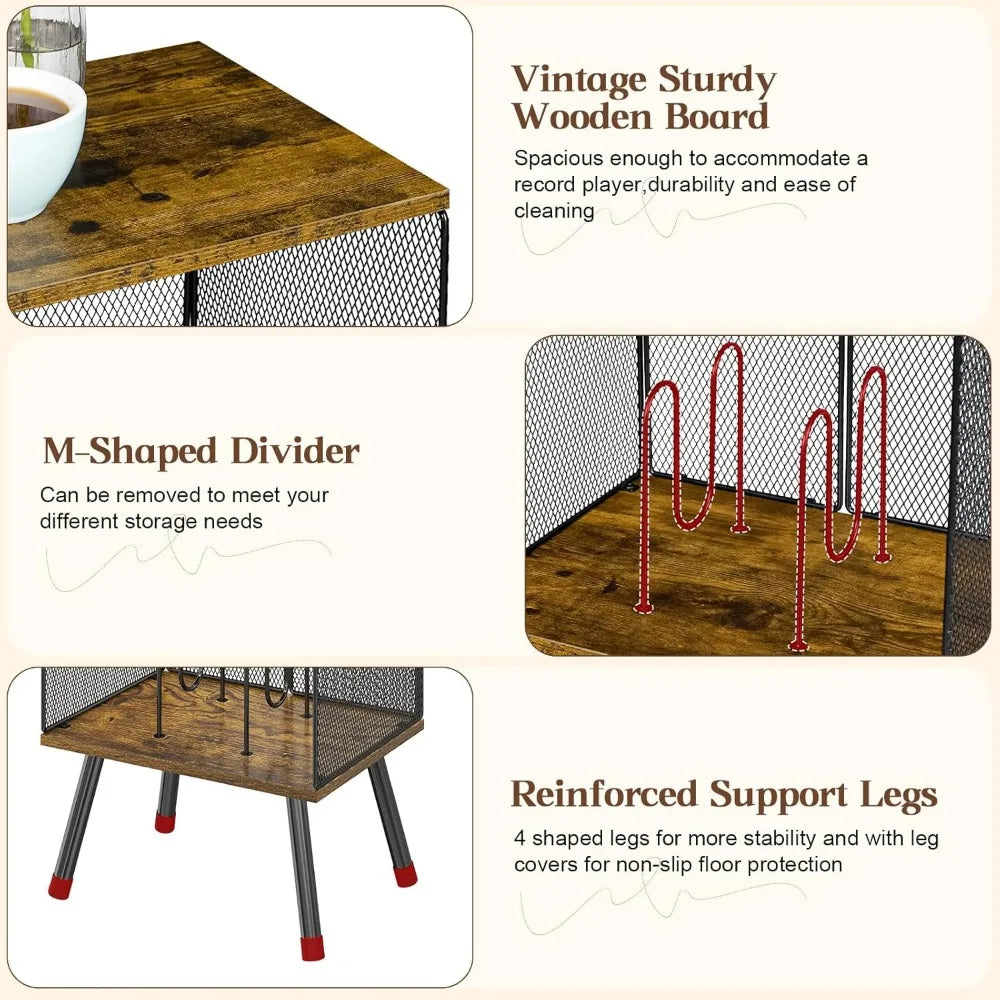 3-Tier Vinyl Record Stand With Adjustable Dividers For 200 Albums