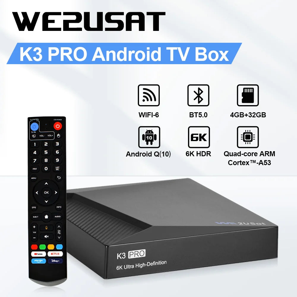 Free Sat K3 Pro 6K HDR Android Television Box WiFi