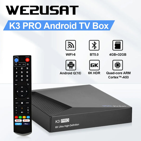 Free Sat K3 Pro 6K HDR Android Television Box WiFi