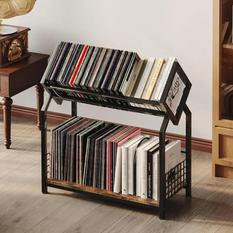 XMSJ Vinyl Record Storage Rack With Dividers 300 LP Capacity