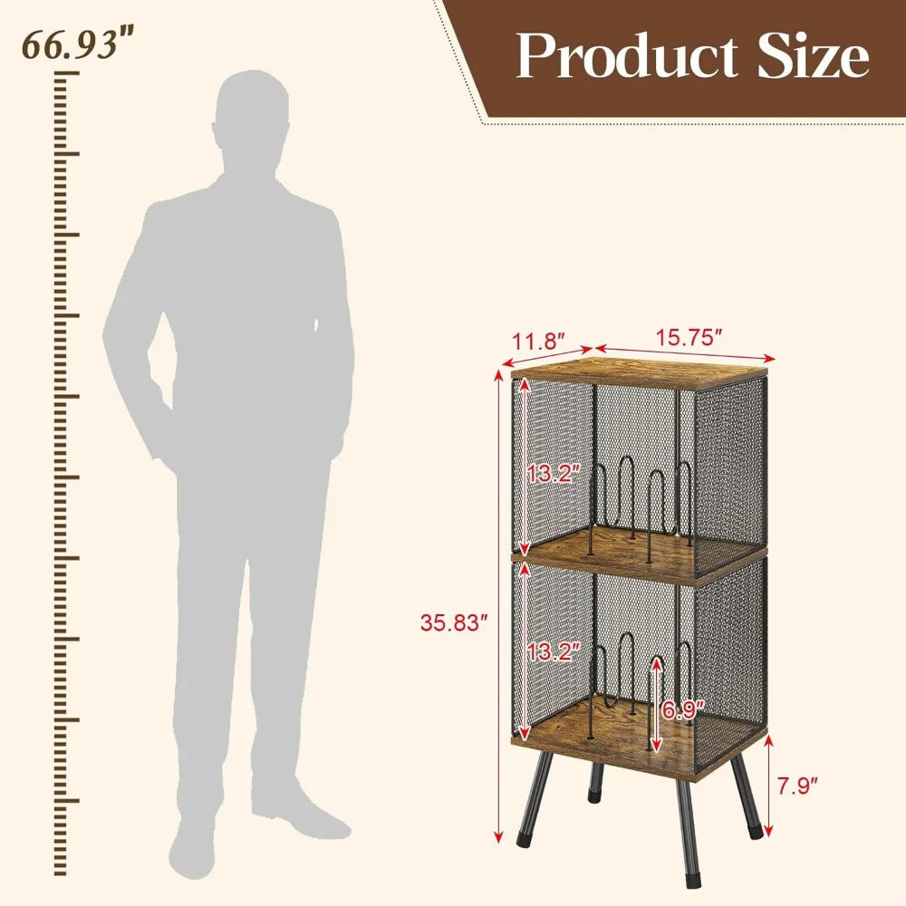 3-Tier Vinyl Record Stand With Adjustable Dividers For 200 Albums