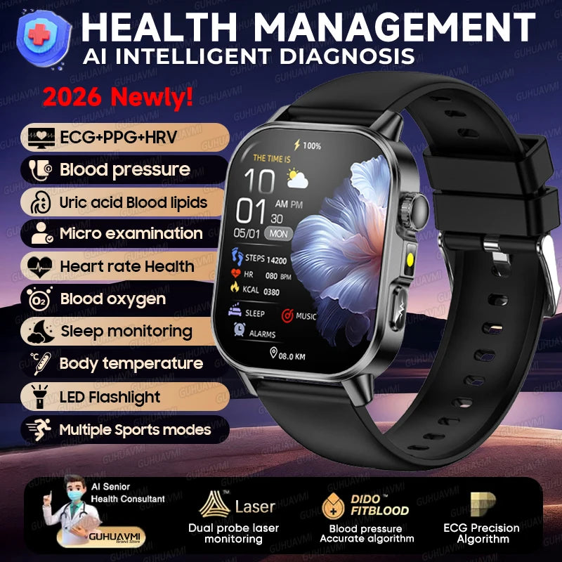 ECG PPG Health Diagnosis Smartwatch With Body Analysis