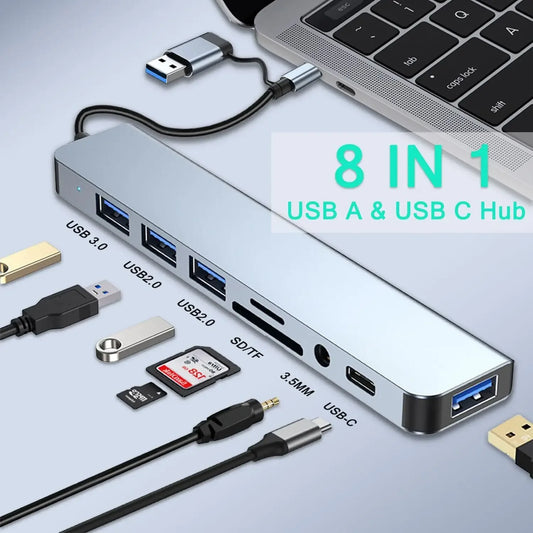 Daguaika 8in1 USB Hub Card Reader USB C Docking Station