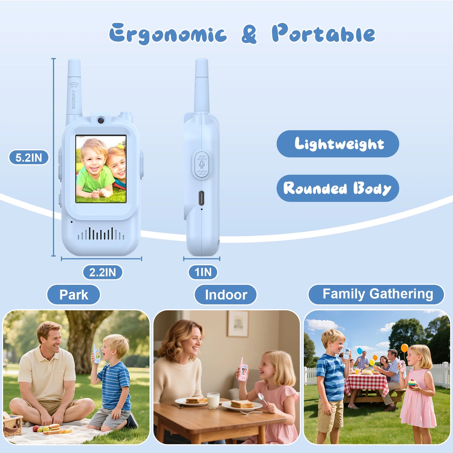 NONECN Kids Video Walkie Talkie Toys 2 Pack HD Camera