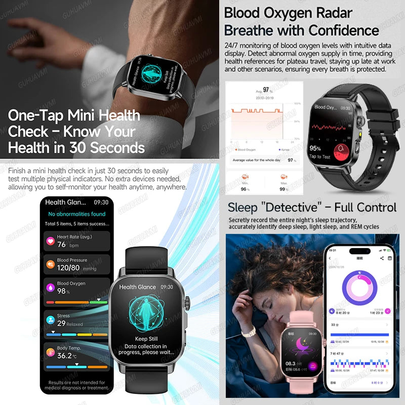 ECG PPG Health Diagnosis Smartwatch With Body Analysis
