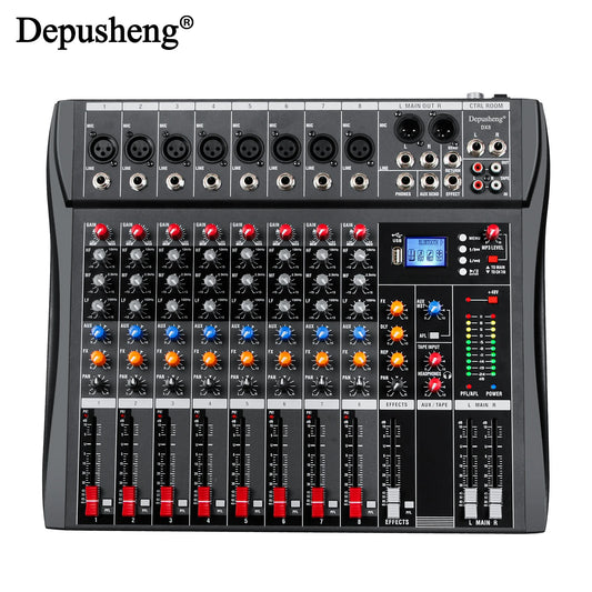 Depusheng Audio Mixer 6 8 12 Channels Professional DJ Mixer
