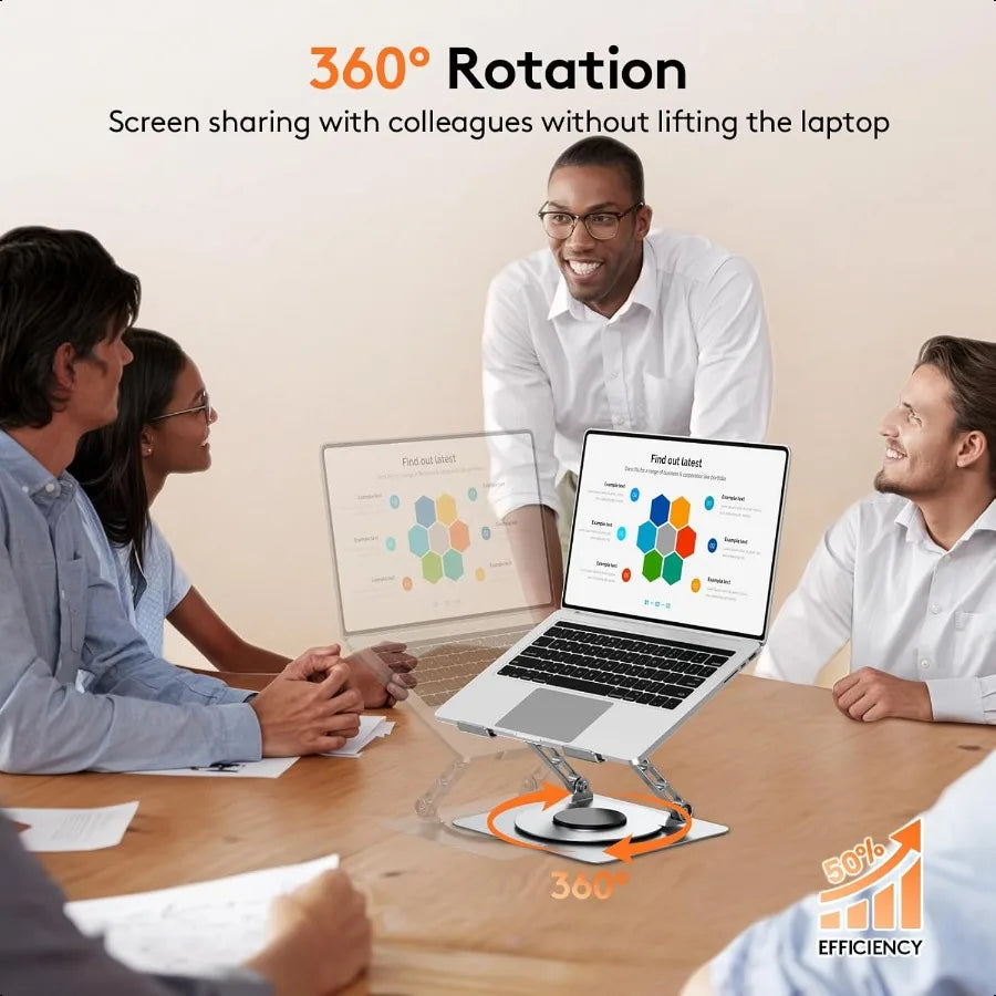 Bo Laptop Stand For Desktop With 360 Rotating Base ErgonomicHeightAdjustableFoldableRiser