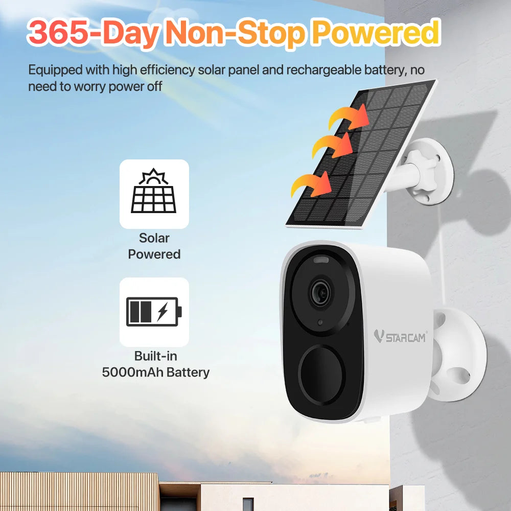 Vstarcam 2K Solar Wireless Outdoor Security Camera With Battery