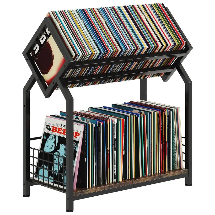XMSJ Vinyl Record Storage Rack With Dividers 300 LP Capacity