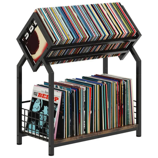 XMSJ Vinyl Record Storage Rack With Dividers 300 LP Capacity