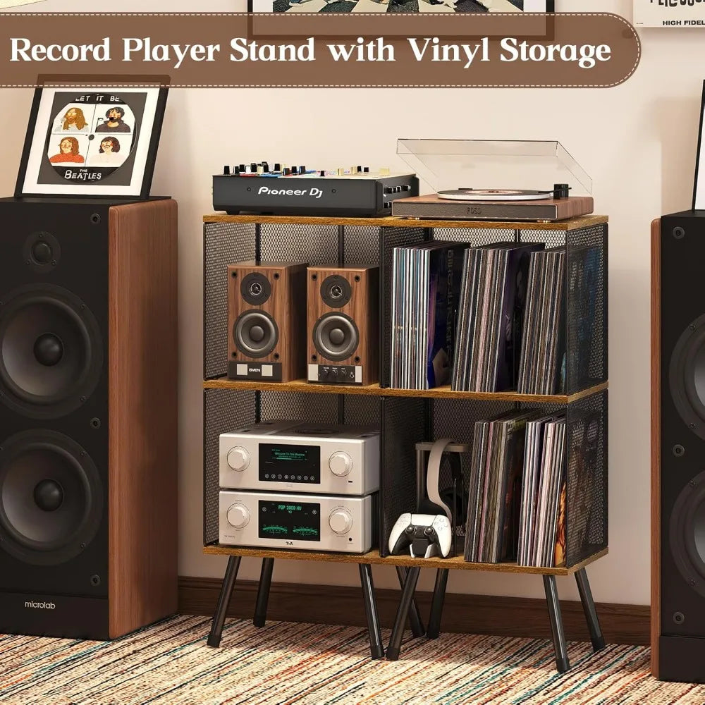 3-Tier Vinyl Record Stand With Adjustable Dividers For 200 Albums