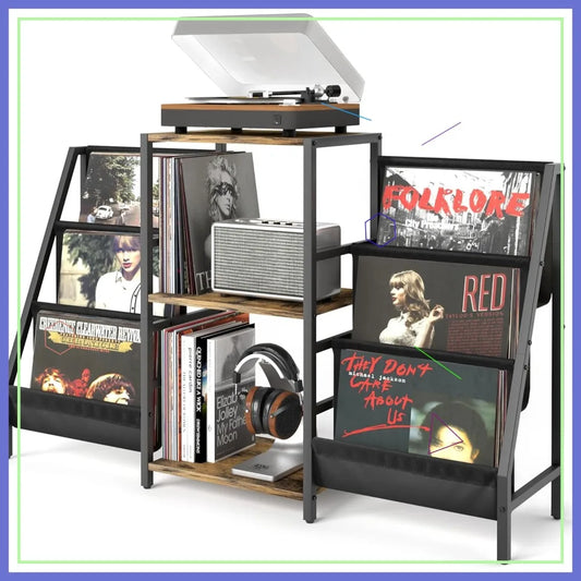 Vinyl Record Player Stand With Storage For 280 Albums