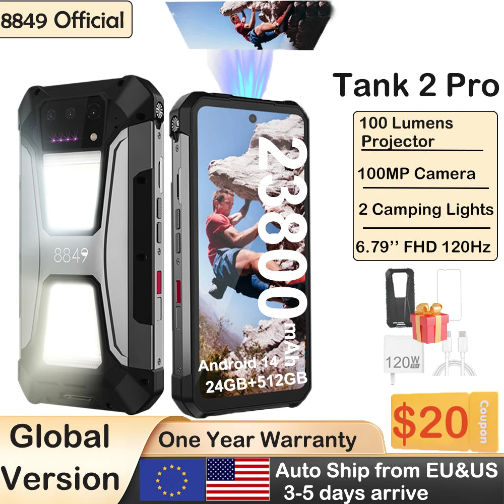8849 Tank 2 Pro Rugged Smartphone With Projector And Battery