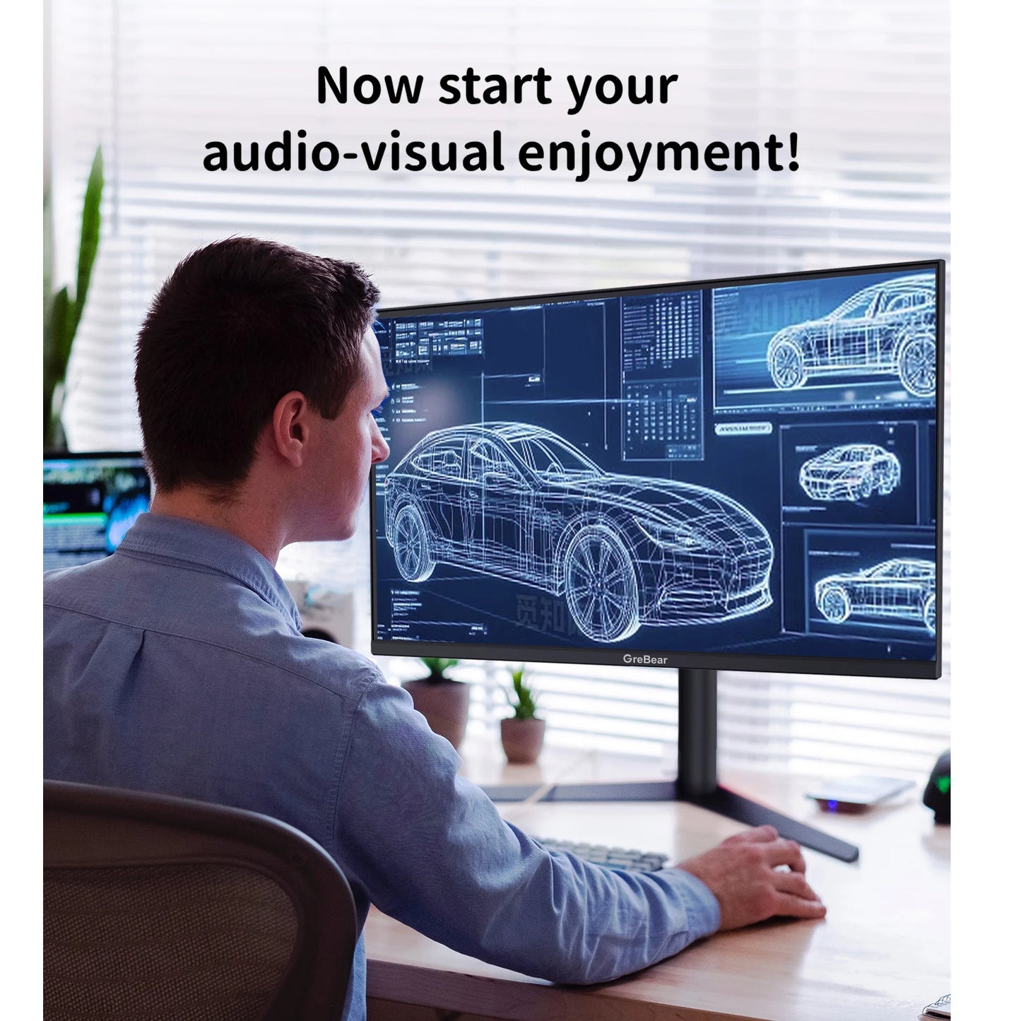 GreBear IPS FHD Monitor HDR10 With HDMI VGA Builtin Speaker