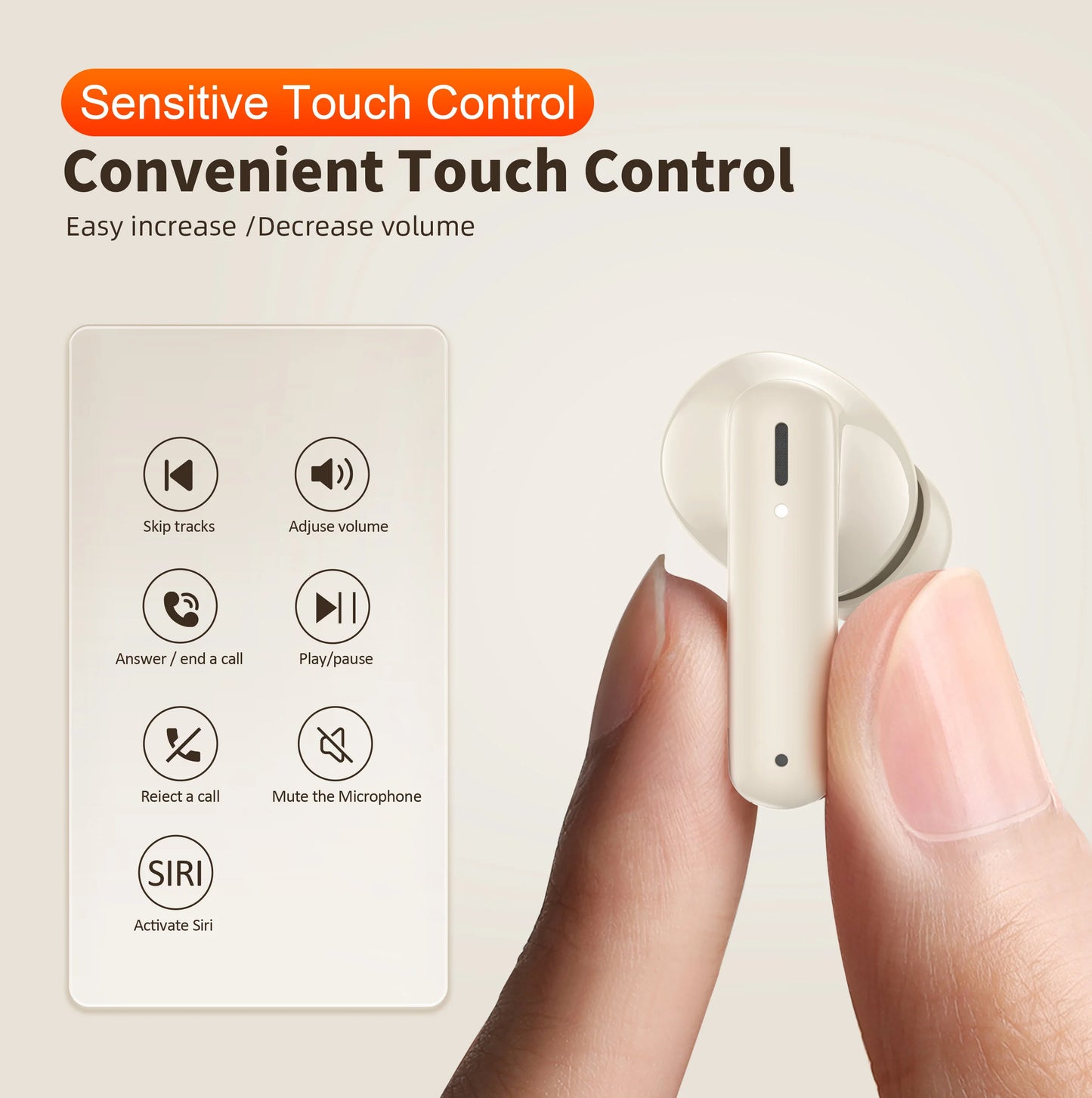 QERE Wireless Headphones E38 HD Microphone TWS Bluetooth 5.3