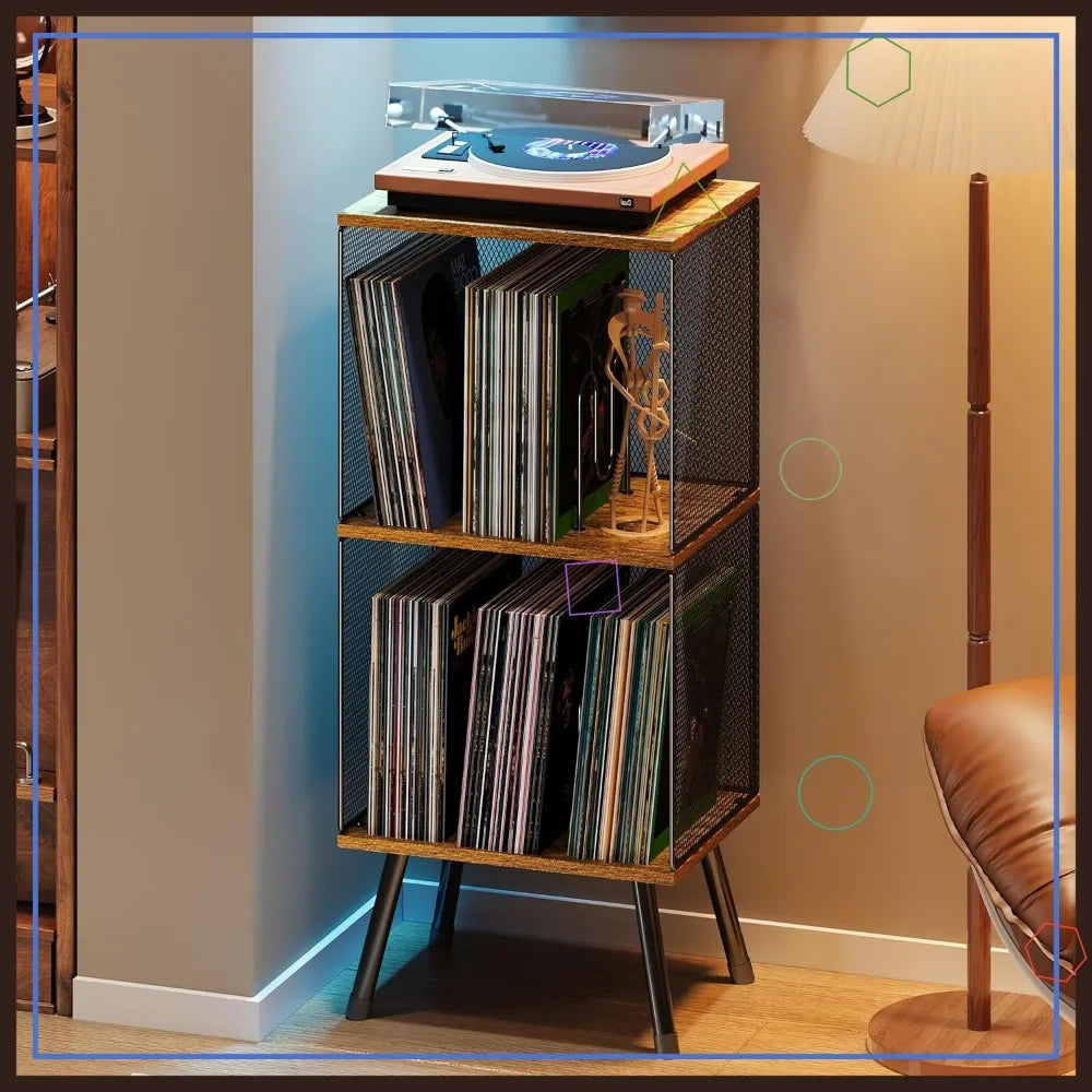 3-Tier Vinyl Record Stand With Adjustable Dividers For 200 Albums