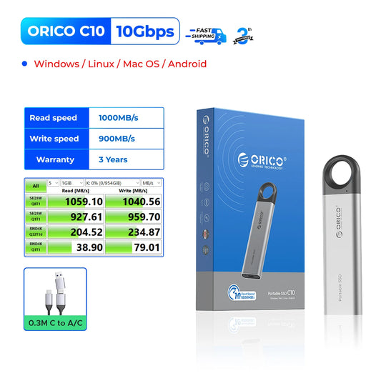 Orico External SSD USB 3 Gen2 Portable NVMe Storage Drive