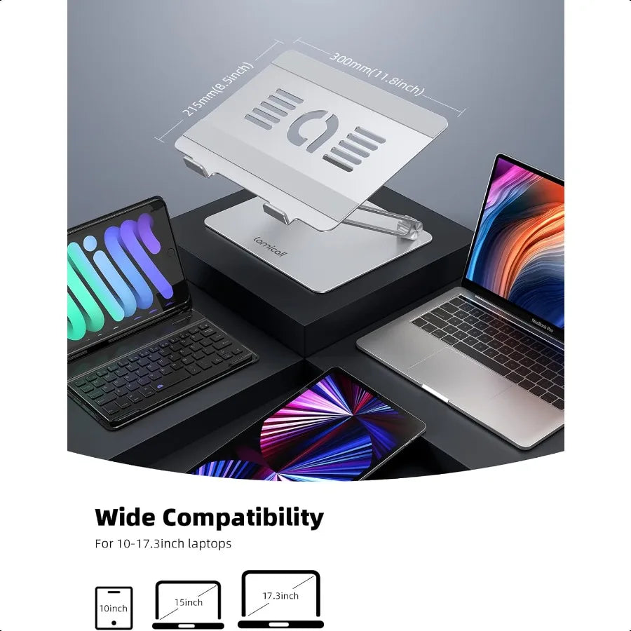 Customizable Aluminum Laptop Stand for Workstation with Ergonomic Height Adjustment