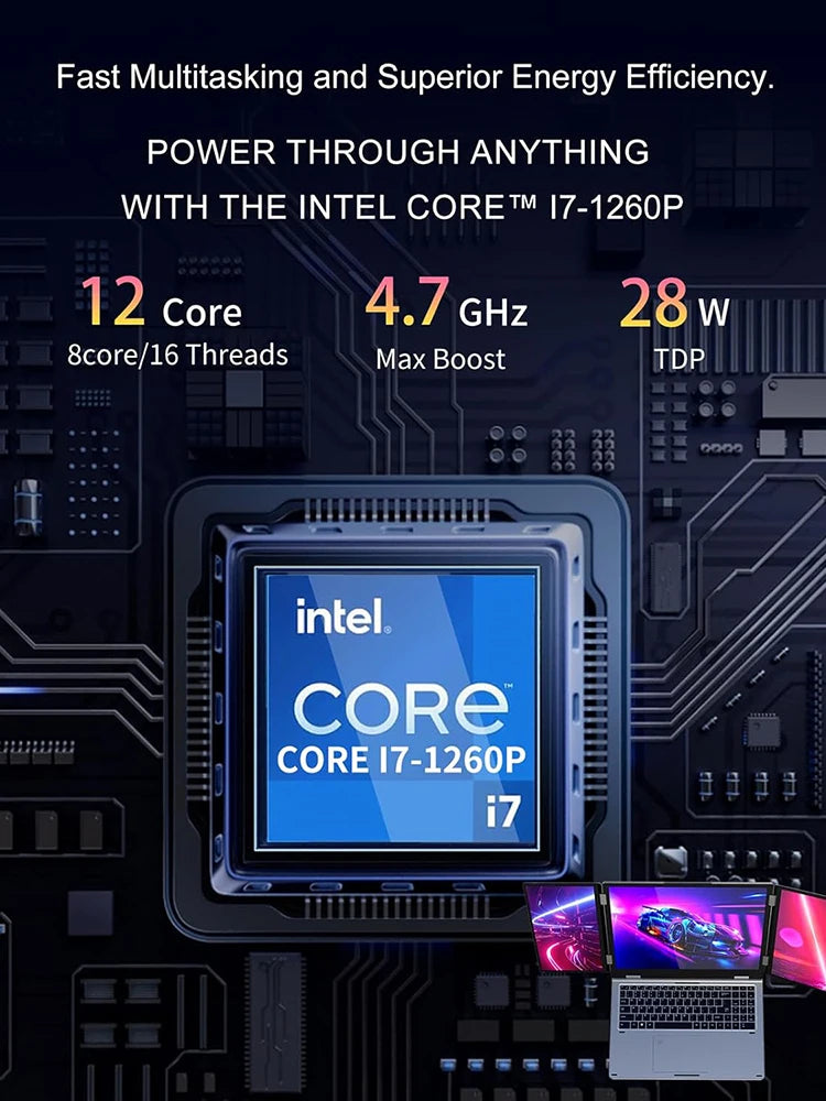 BYONE BAX16 Triple Screen Laptop Intel Core I7-1270P 64GB RAM